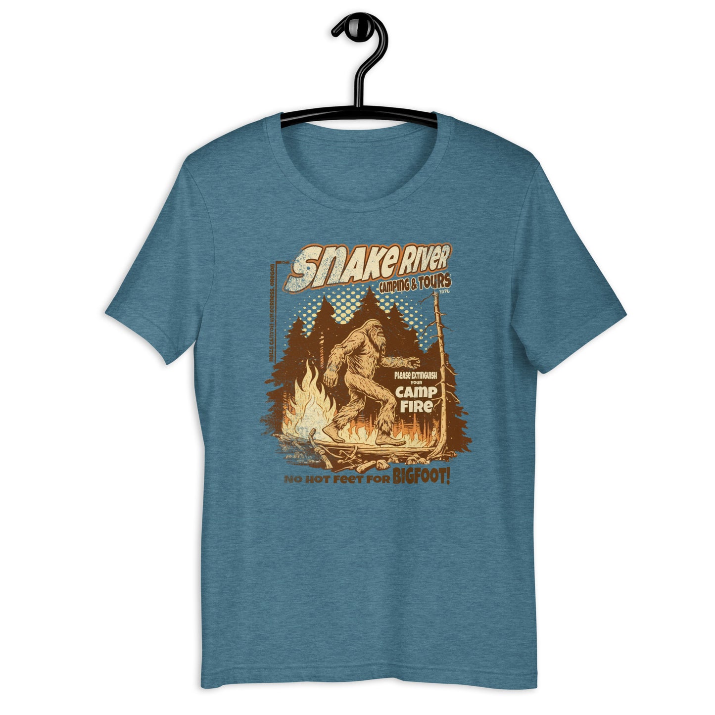 Looking for a unique cryptid clothing piece? Look no further than our Snake River Bigfoot t-shirt! Featuring an original design and a funny bigfoot graphic, this cryptid apparel is perfect for any adventure seeker. Grab this bigfoot t-shirt today and represent Oregon in style.