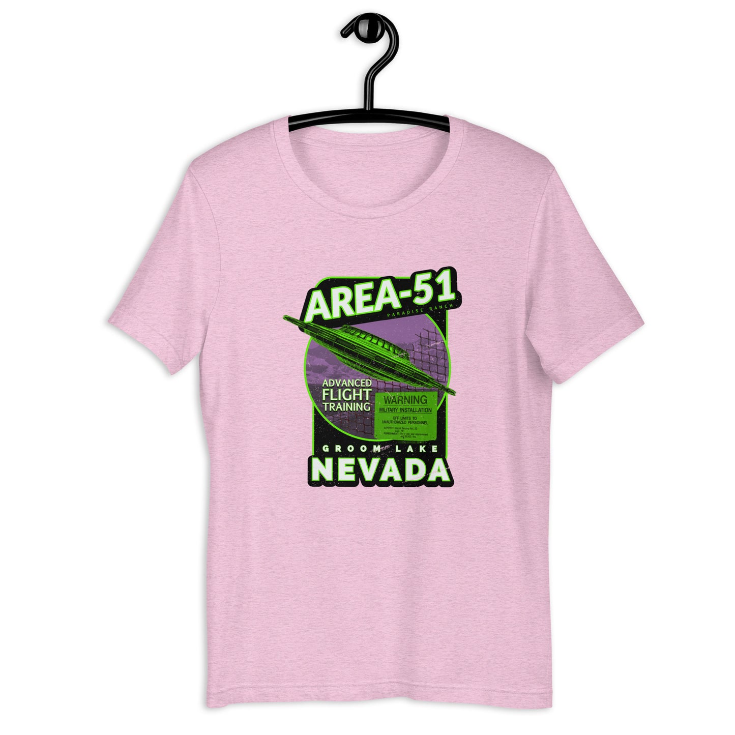 Get ready for takeoff with our Area 51 Flight School t-shirt! Featuring a weird UFO design that's perfect for conspiracy theorists and alien enthusiasts alike, this original t-shirt is a must-have addition to your wardrobe. Made with high-quality materials and available in a range of sizes, our Area 51 t-shirt is the perfect way to show off your love for all things extraterrestrial!