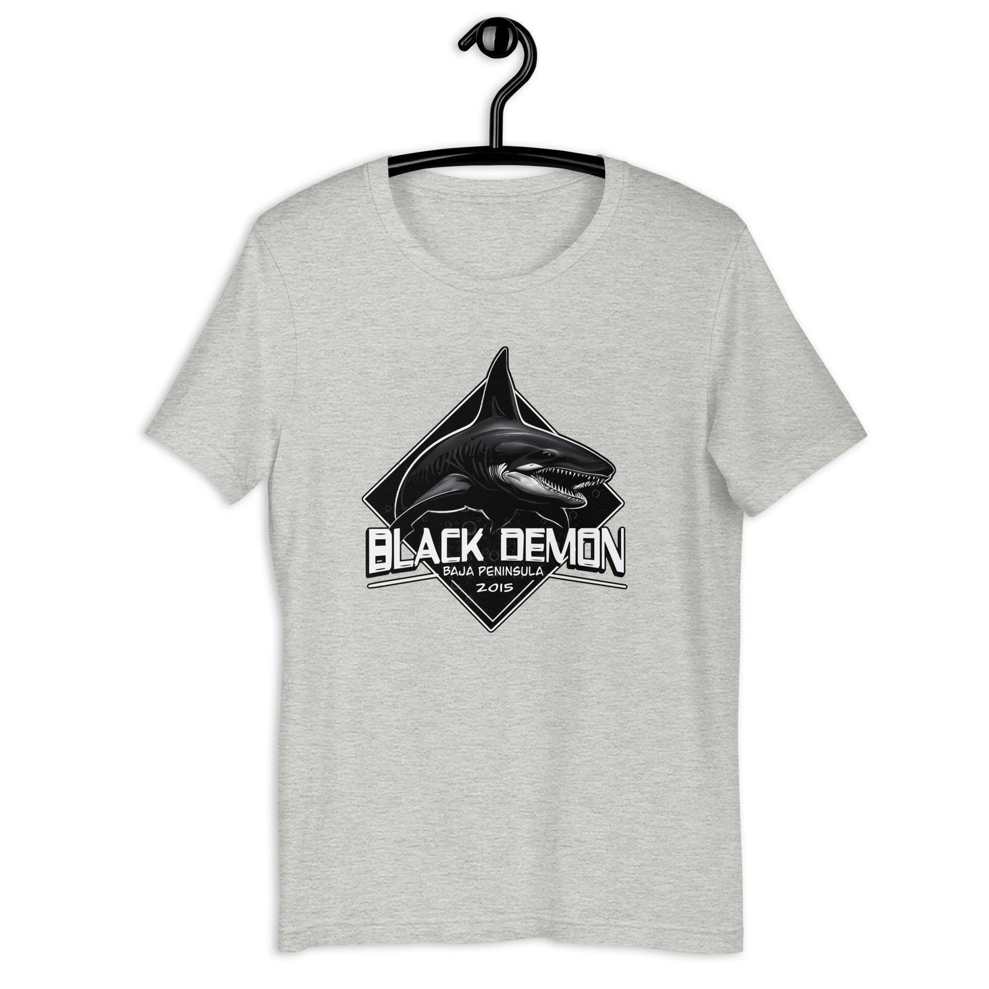 Show off your love for the unusual and unique with our Black Demon t-shirt! This original design features the cryptid shark that's said to roam the waters near the Baha Peninsula. A weird t-shirt that's sure to turn heads!