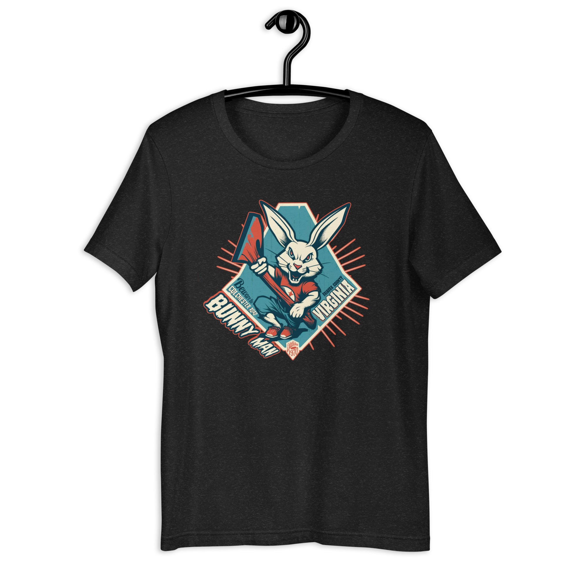 Show off your love for the Fairfax Bunny Man with our cryptid t-shirt. Our original design incorporates both the weird and the unknown, making it a standout piece of cryptid apparel. A must-have for those looking for something different.