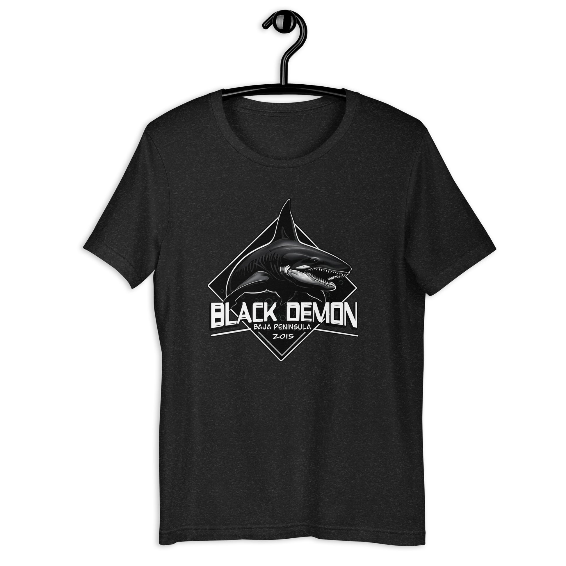 Show off your love for the unusual and unique with our Black Demon t-shirt! This original design features the cryptid shark that's said to roam the waters near the Baha Peninsula. A weird t-shirt that's sure to turn heads!