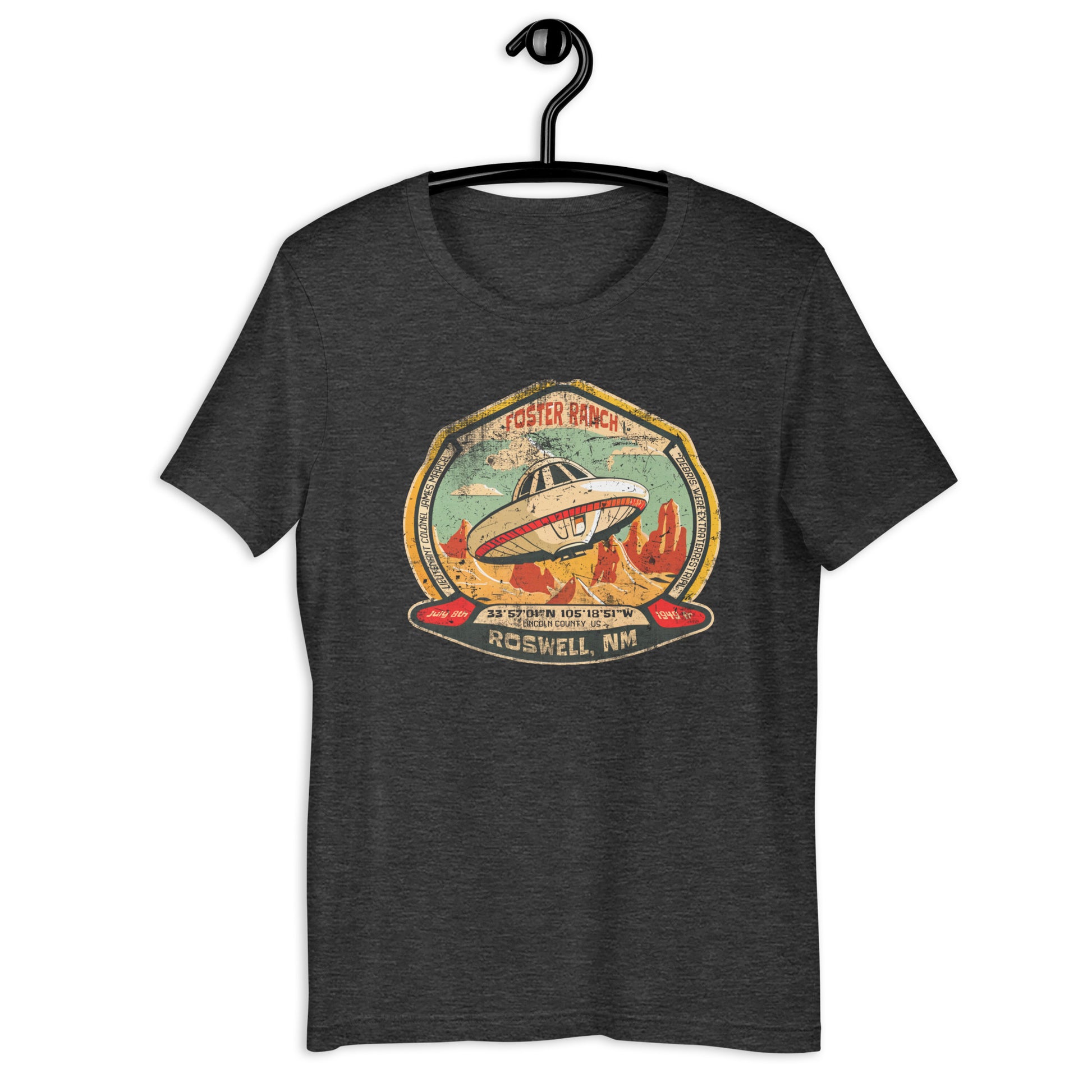 Are you a fan of the strange and unusual? Then this Alien t-shirt is perfect for you! Featuring the famous Cartoon Roswell Logo, this Roswell t-shirt is perfect for anyone who loves weirdness, UFOs, and all things extraterrestrial. Get your hands on this original ufo clothing and show off your love for the unknown.