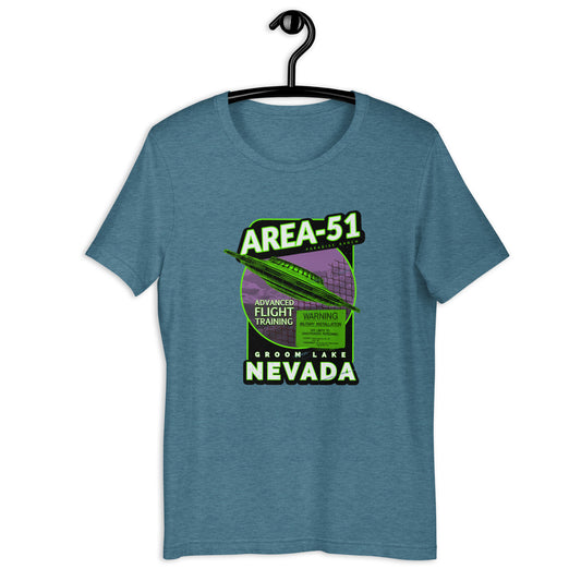 Get ready for takeoff with our Area 51 Flight School t-shirt! Featuring a weird UFO design that's perfect for conspiracy theorists and alien enthusiasts alike, this original t-shirt is a must-have addition to your wardrobe. Made with high-quality materials and available in a range of sizes, our Area 51 t-shirt is the perfect way to show off your love for all things extraterrestrial!