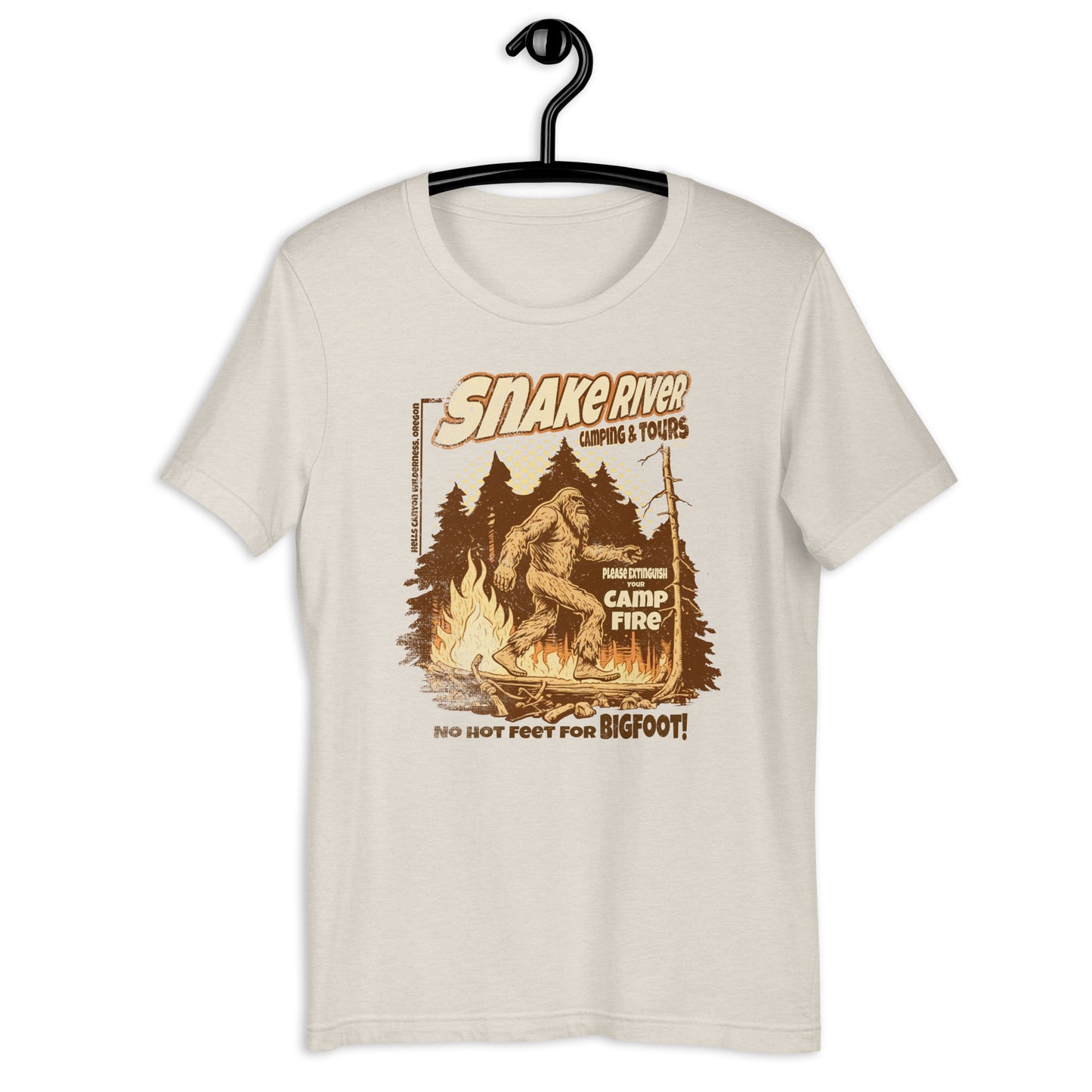 Looking for a unique cryptid clothing piece? Look no further than our Snake River Bigfoot t-shirt! Featuring an original design and a funny bigfoot graphic, this cryptid apparel is perfect for any adventure seeker. Grab this bigfoot t-shirt today and represent Oregon in style.