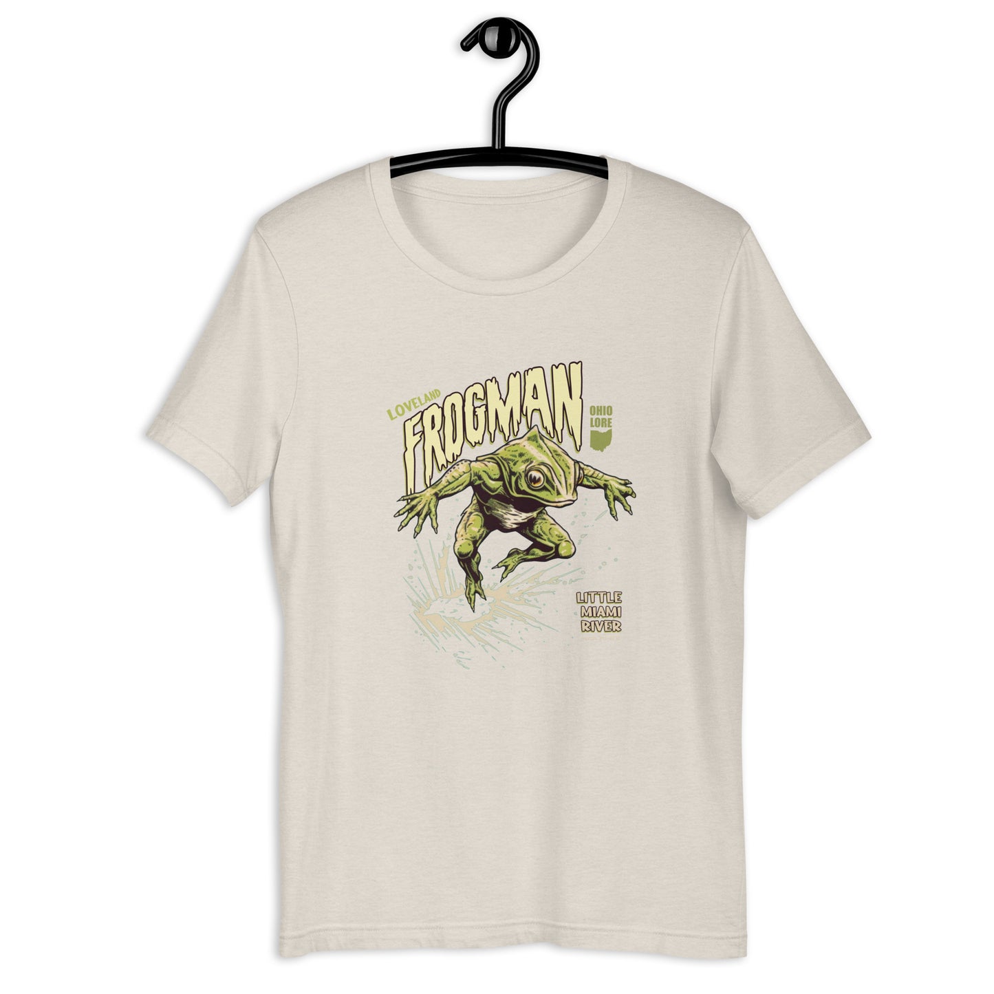 Love owning unique and weird clothing? Get yourself a Loveland Frogman T-shirt - an original design, Ohio-based cryptid clothing representing one of the most mysterious creatures. Stand out from the crowd with this exclusively designed frogman T-shirt!