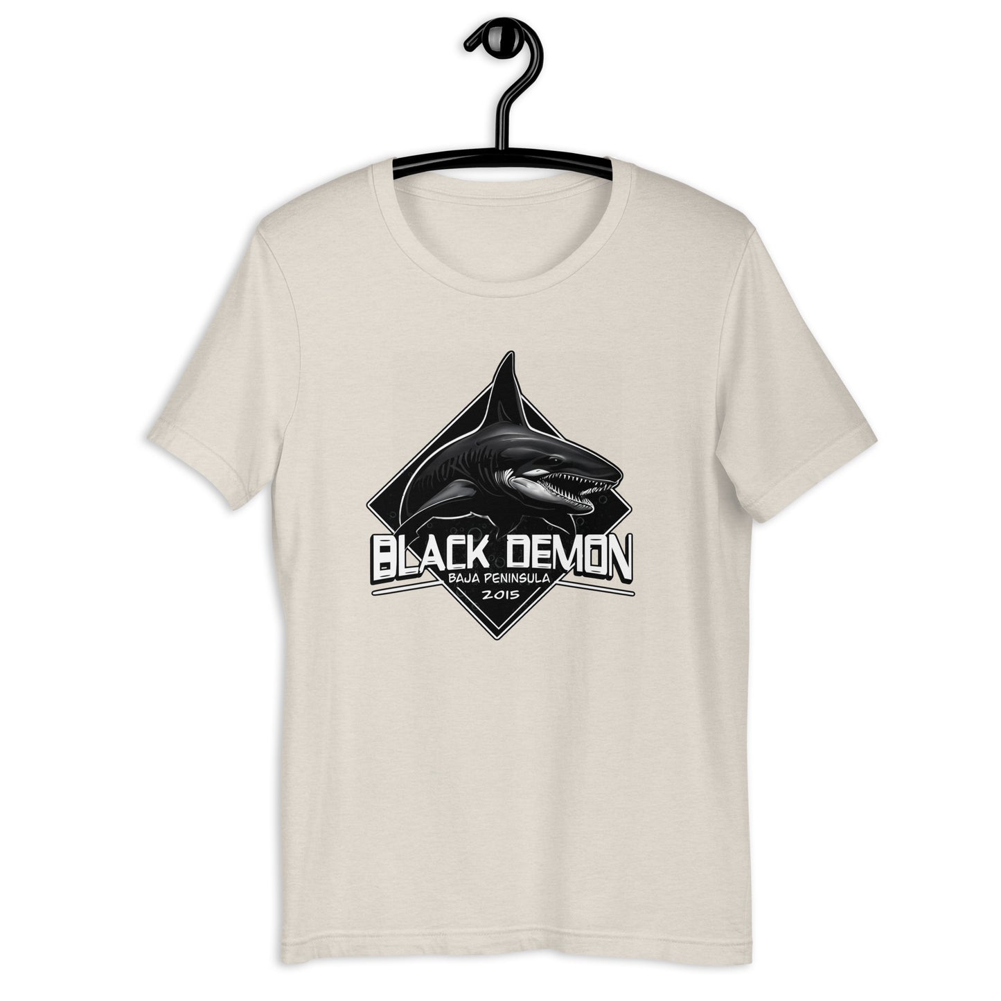 Show off your love for the unusual and unique with our Black Demon t-shirt! This original design features the cryptid shark that's said to roam the waters near the Baha Peninsula. A weird t-shirt that's sure to turn heads!