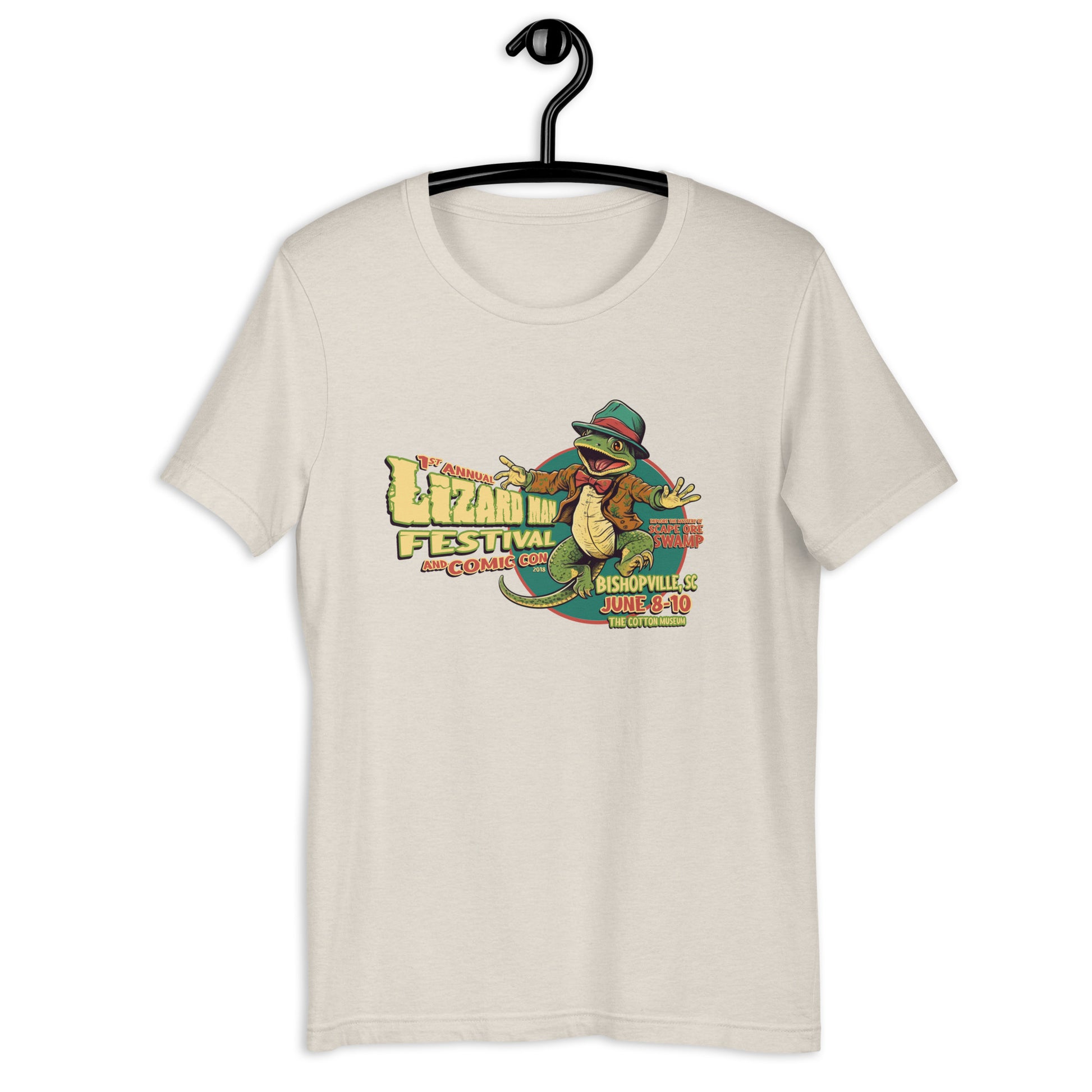 Are you a fan of cryptids? Then you'll love our Lizard Man Festival t-shirt! Featuring an original design, this South Carolina t-shirt is perfect for those who love all things weird and unusual. Made with high-quality material, this cryptid apparel is perfect for any occasion.