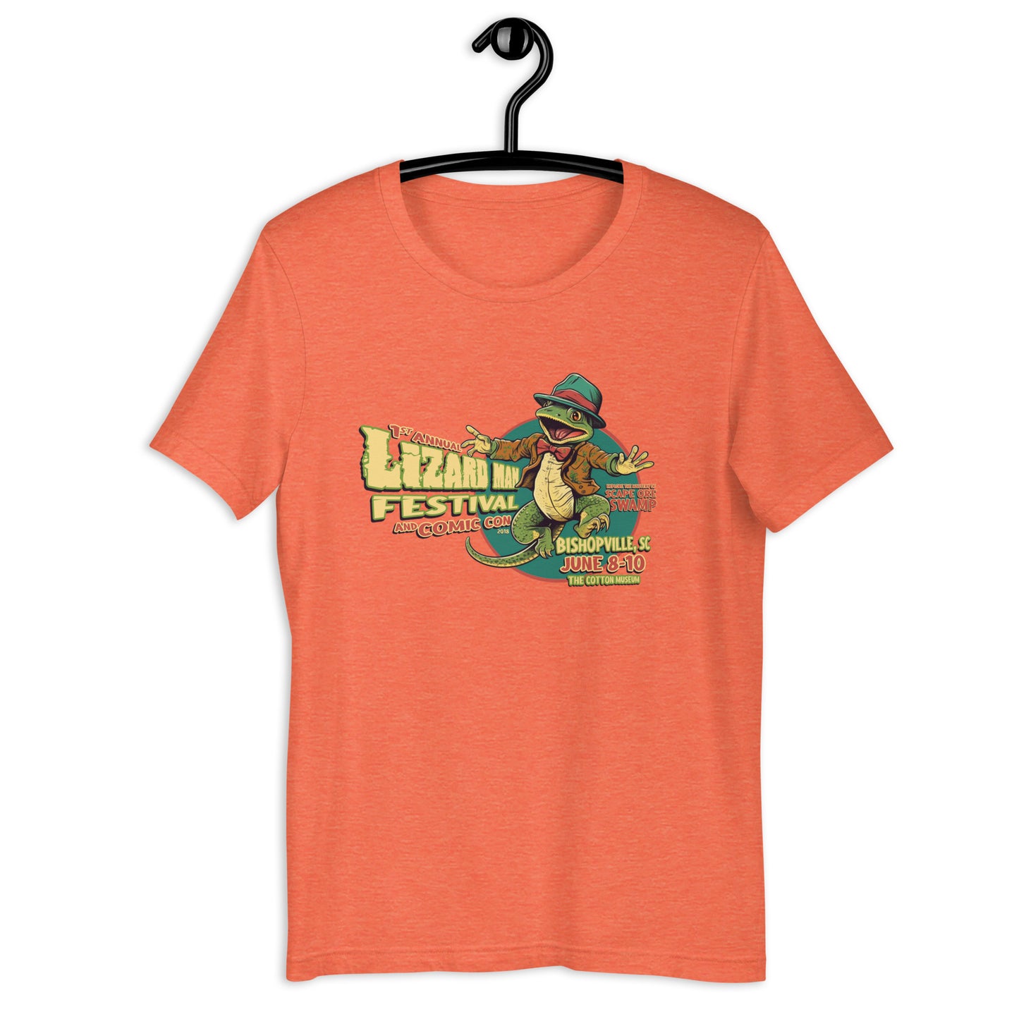 Are you a fan of cryptids? Then you'll love our Lizard Man Festival t-shirt! Featuring an original design, this South Carolina t-shirt is perfect for those who love all things weird and unusual. Made with high-quality material, this cryptid apparel is perfect for any occasion.