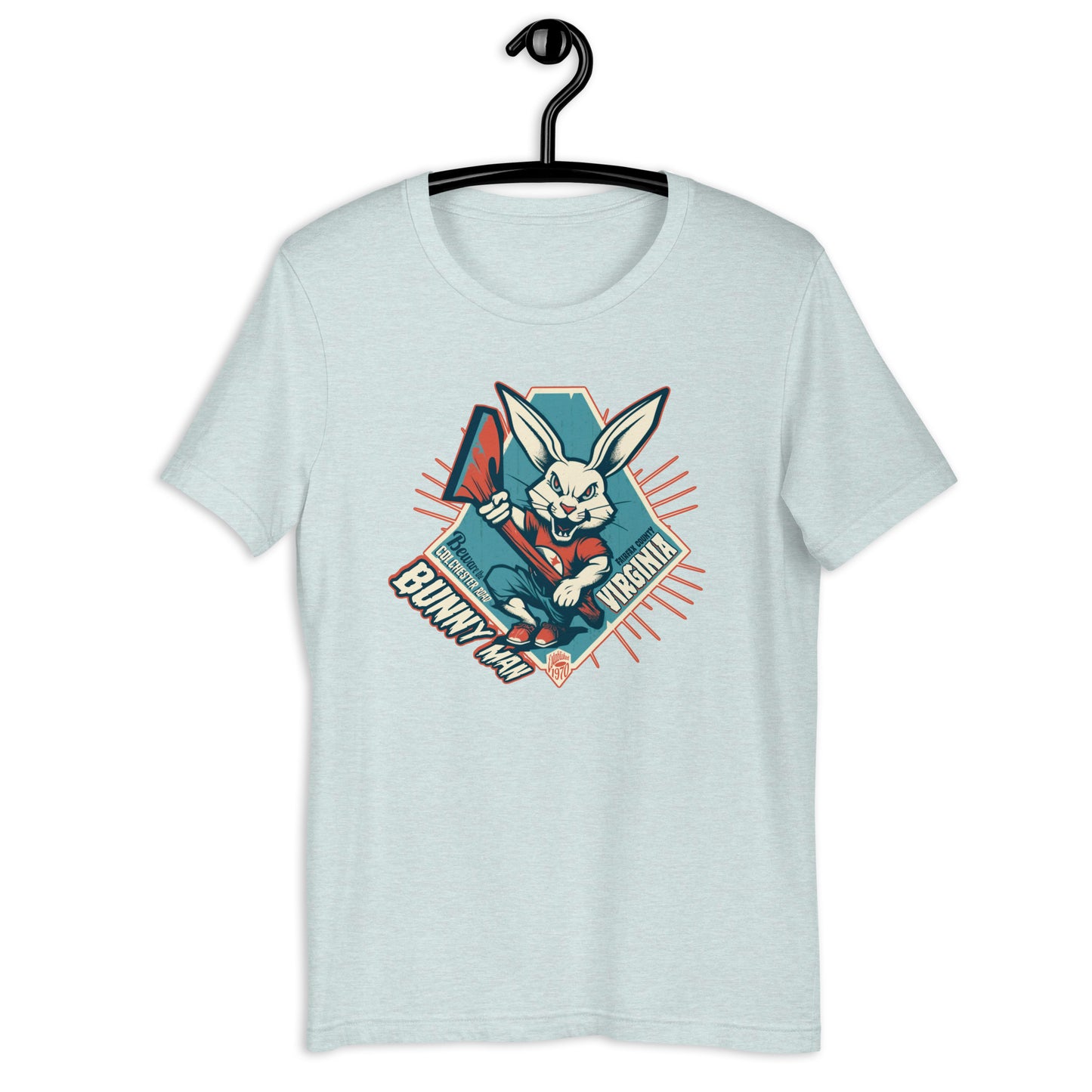 Show off your love for the Fairfax Bunny Man with our cryptid t-shirt. Our original design incorporates both the weird and the unknown, making it a standout piece of cryptid apparel. A must-have for those looking for something different.