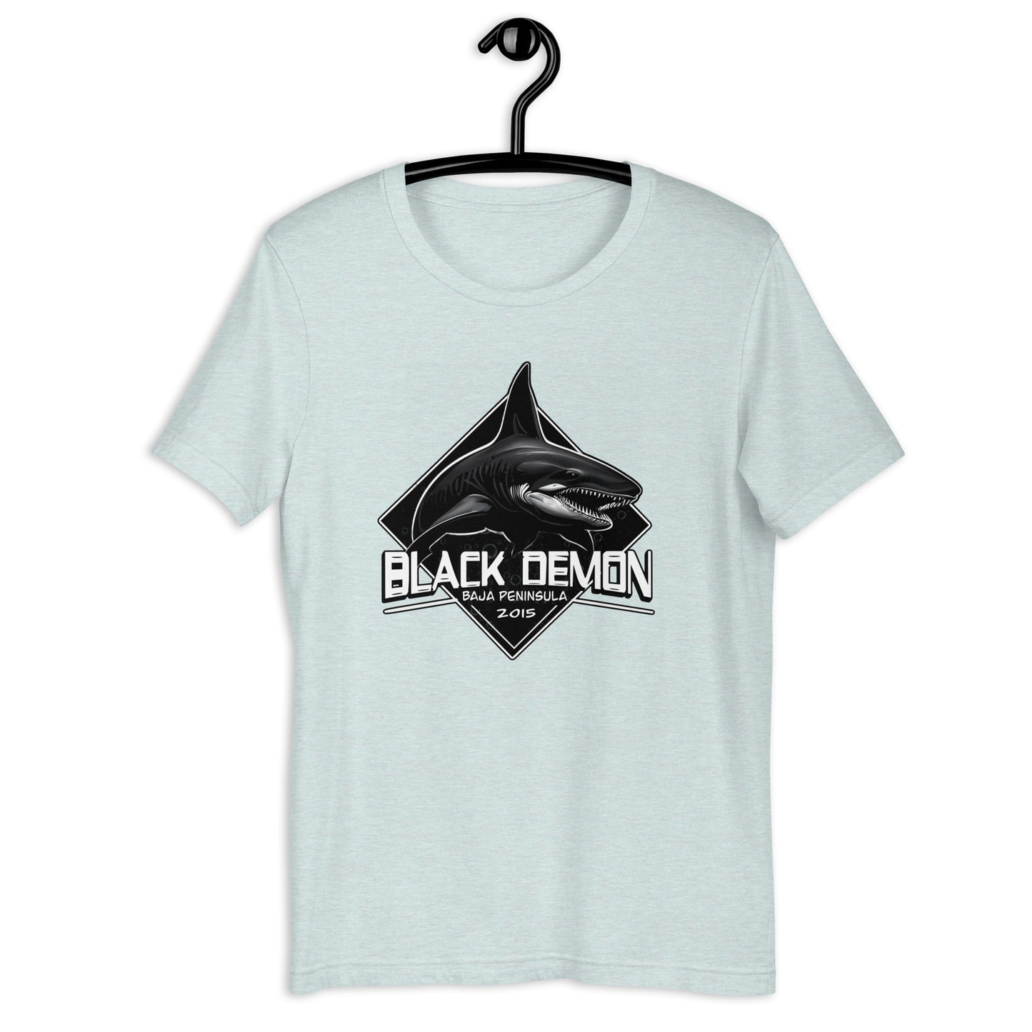 Show off your love for the unusual and unique with our Black Demon t-shirt! This original design features the cryptid shark that's said to roam the waters near the Baha Peninsula. A weird t-shirt that's sure to turn heads!