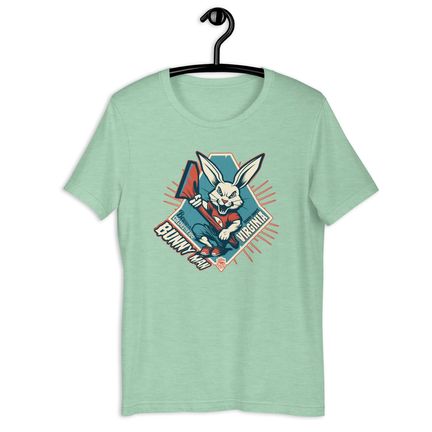 Show off your love for the Fairfax Bunny Man with our cryptid t-shirt. Our original design incorporates both the weird and the unknown, making it a standout piece of cryptid apparel. A must-have for those looking for something different.