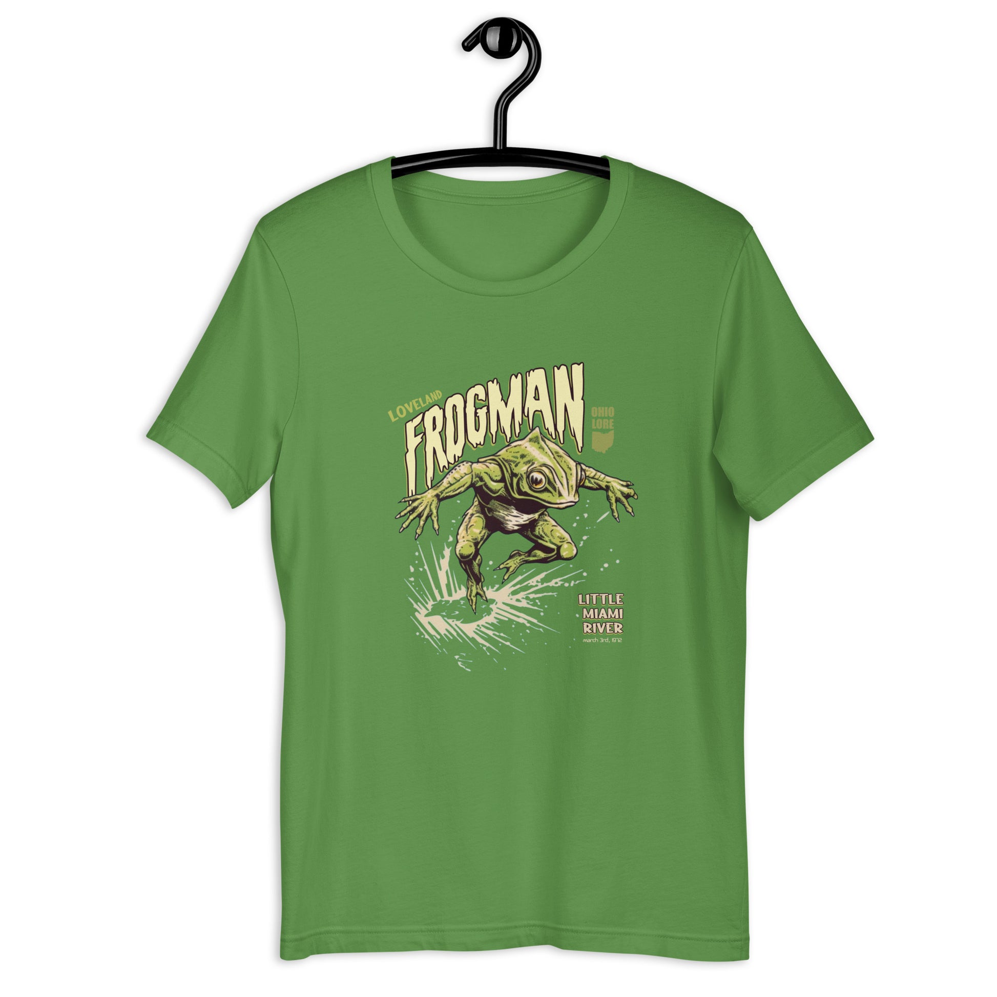 Love owning unique and weird clothing? Get yourself a Loveland Frogman T-shirt - an original design, Ohio-based cryptid clothing representing one of the most mysterious creatures. Stand out from the crowd with this exclusively designed frogman T-shirt!